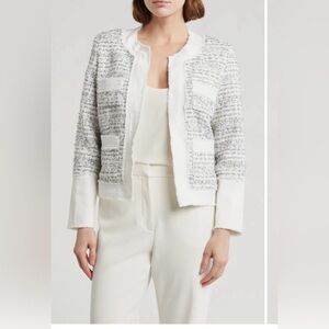 Nanette Lepore Denim Trim Bouclé Tweed Jacket. NWT